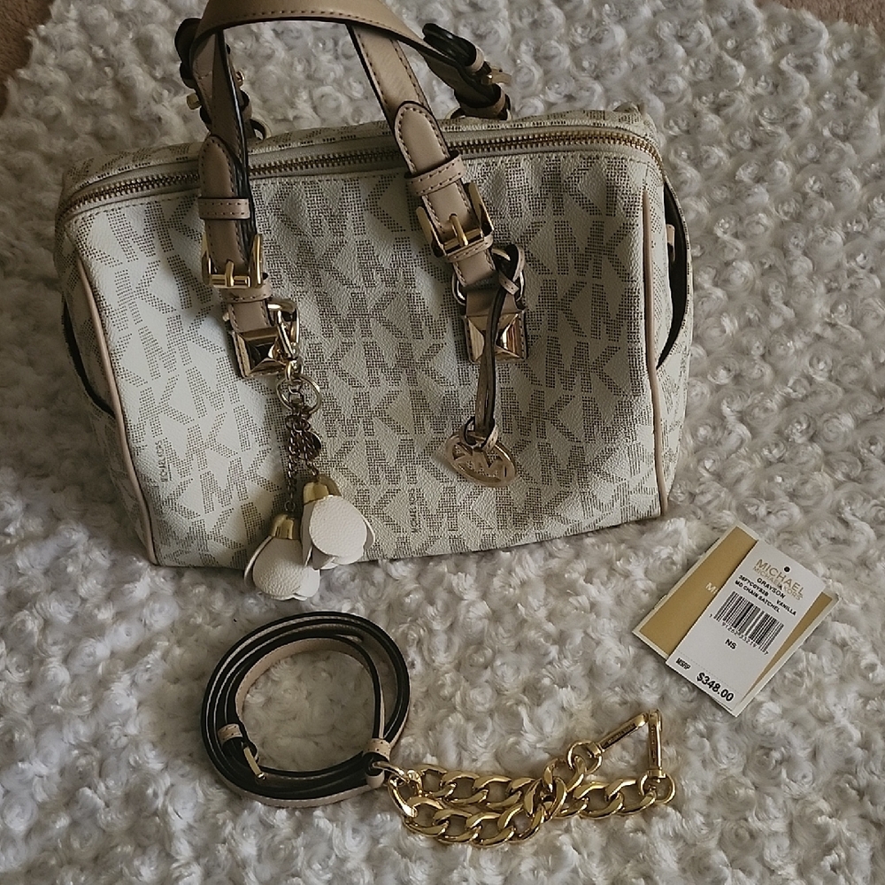 Michael Kors Beige and Brown Satchel
